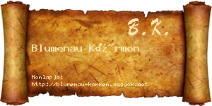Blumenau Kármen névjegykártya